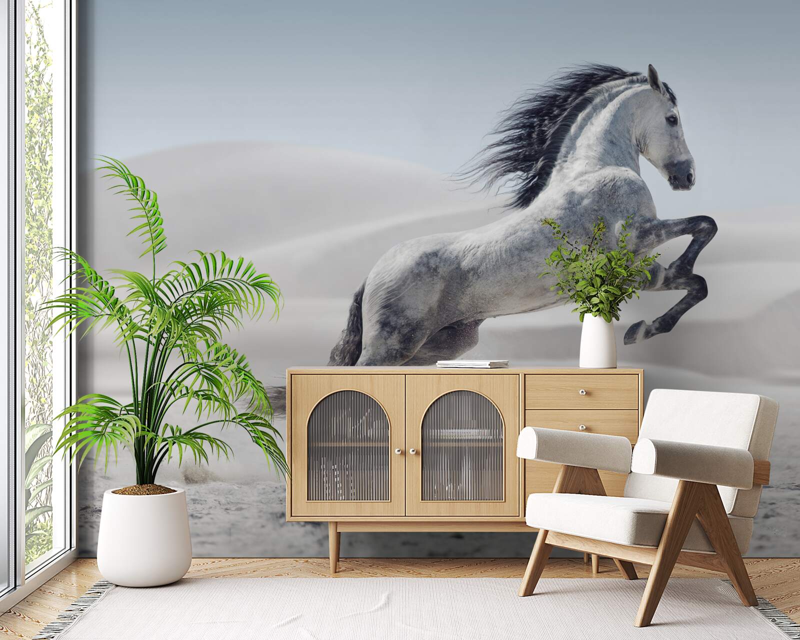 Fototapeta silny koń galopujący przez pustynię