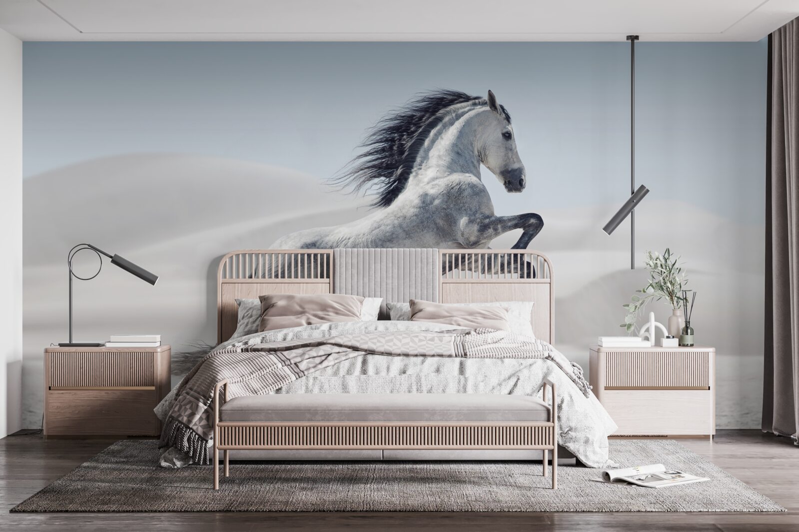 Fototapeta silny koń galopujący przez pustynię