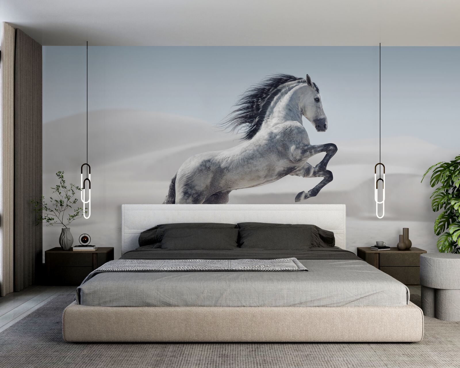 Fototapeta silny koń galopujący przez pustynię