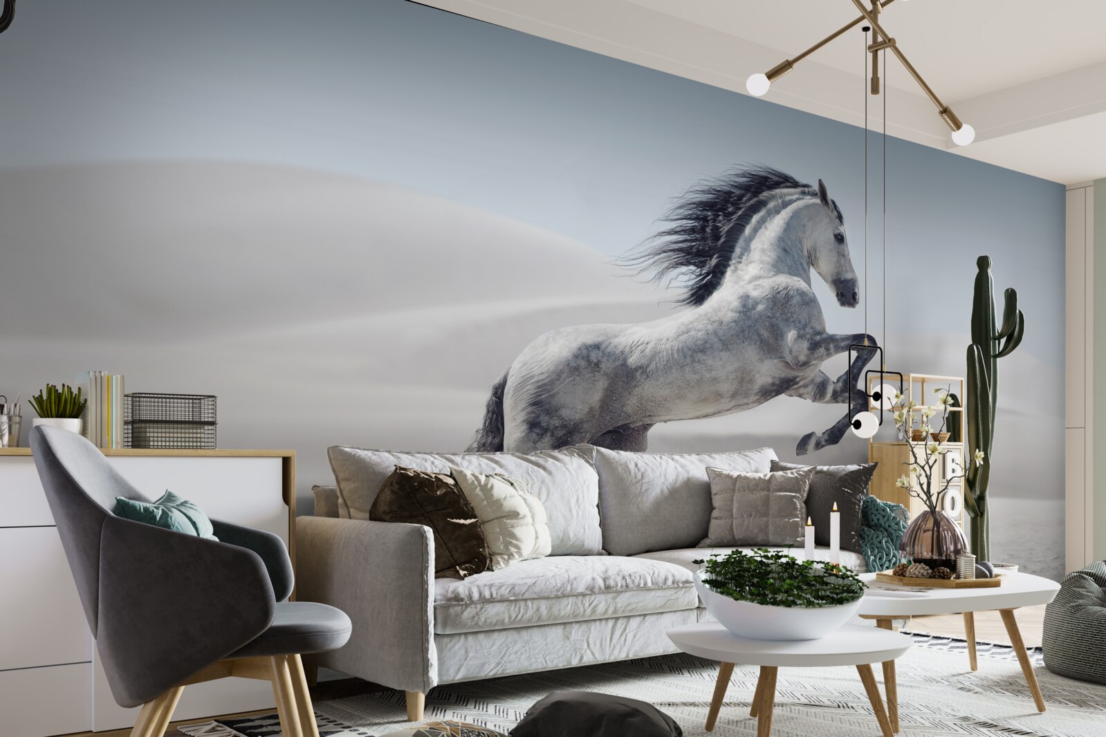 Fototapeta silny koń galopujący przez pustynię