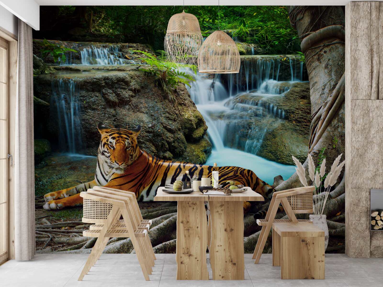 Fototapeta spędzaliśmy czas nad leśnym wodospadem