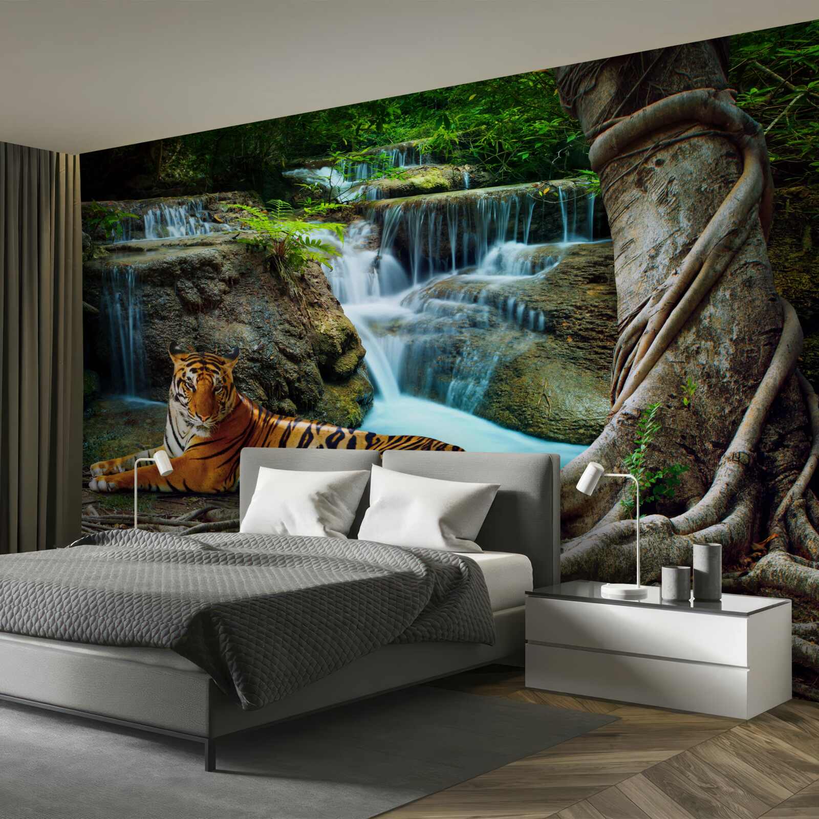 Fototapeta spędzaliśmy czas nad leśnym wodospadem