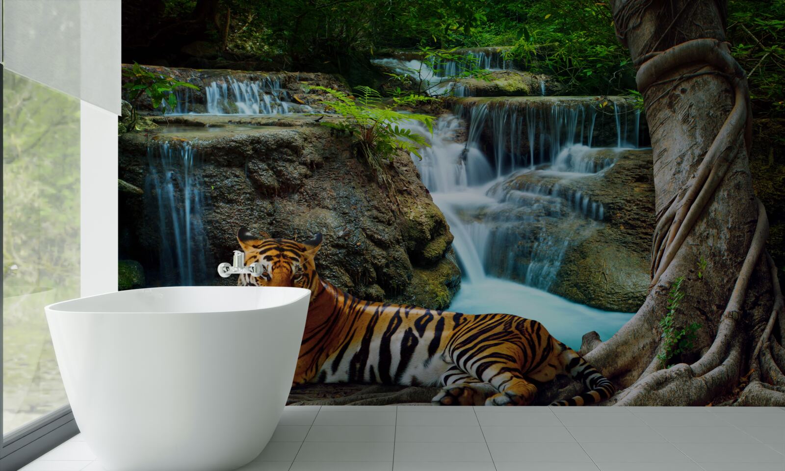 Fototapeta spędzaliśmy czas nad leśnym wodospadem