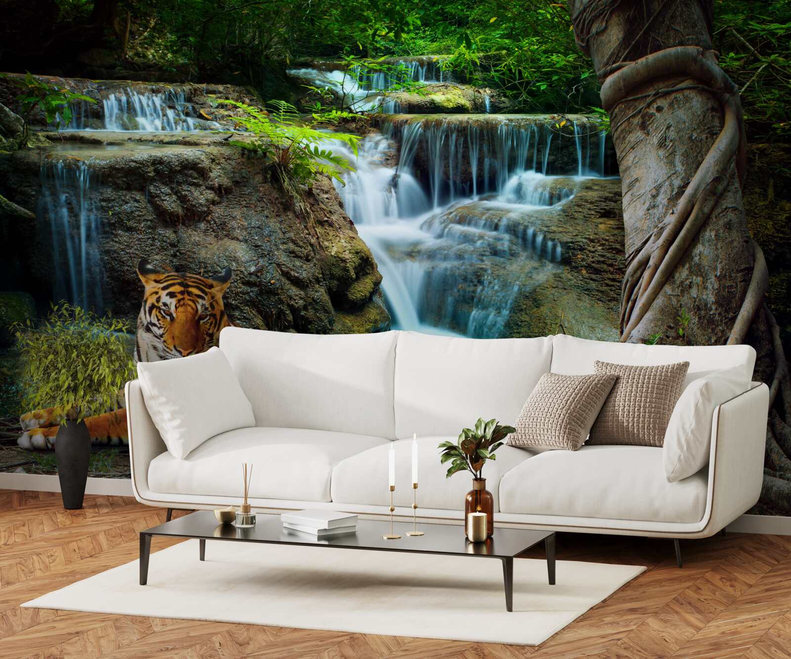 Fototapeta spędzaliśmy czas nad leśnym wodospadem