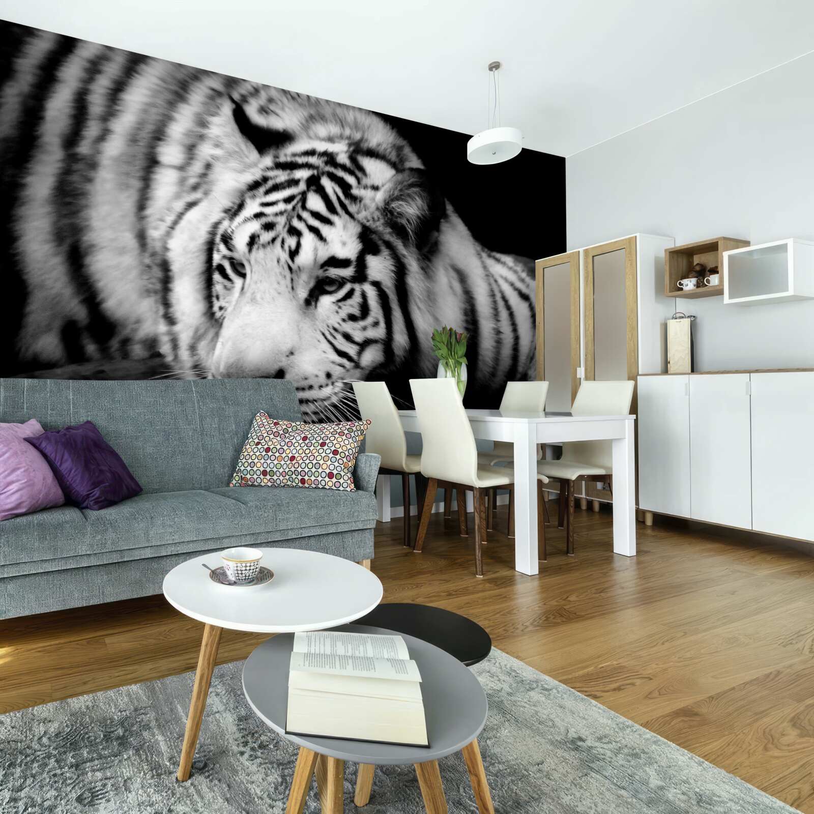 Fototapeta uroczy czarno-biały tygrys