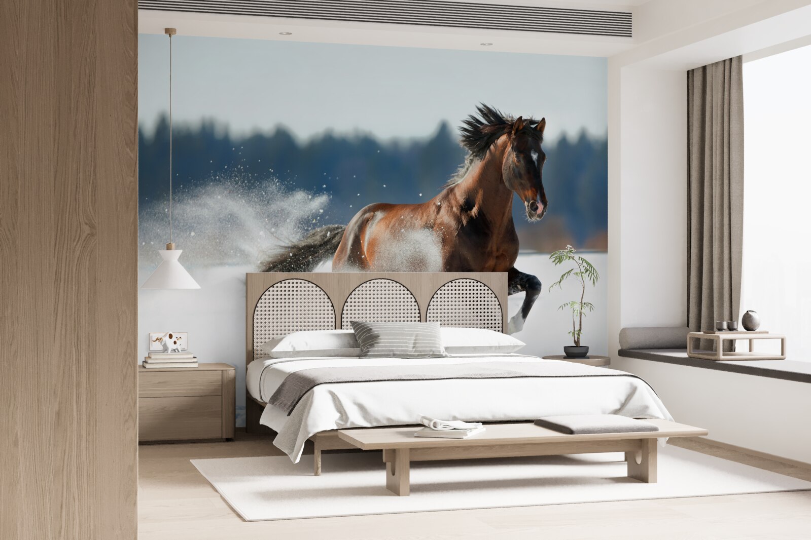 Fototapeta koń galopuje po śniegu