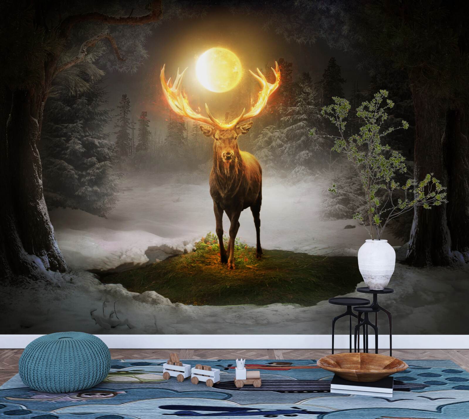 Fototapeta energiczny jeleń i złoty towarzysz lasu