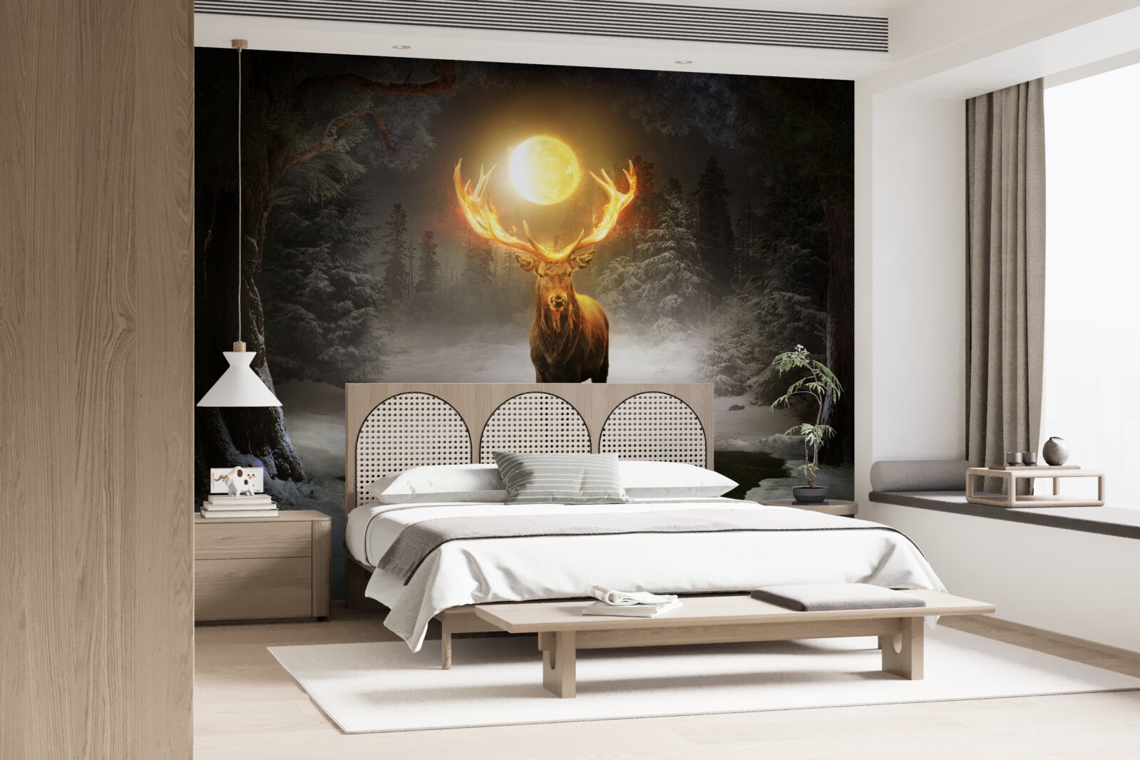 Fototapeta energiczny jeleń i złoty towarzysz lasu