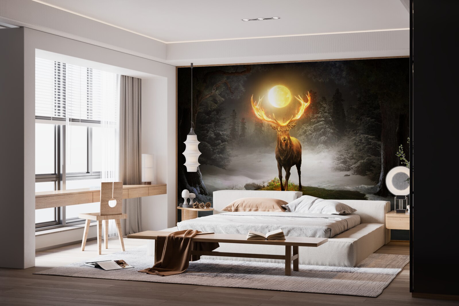 Fototapeta energiczny jeleń i złoty towarzysz lasu