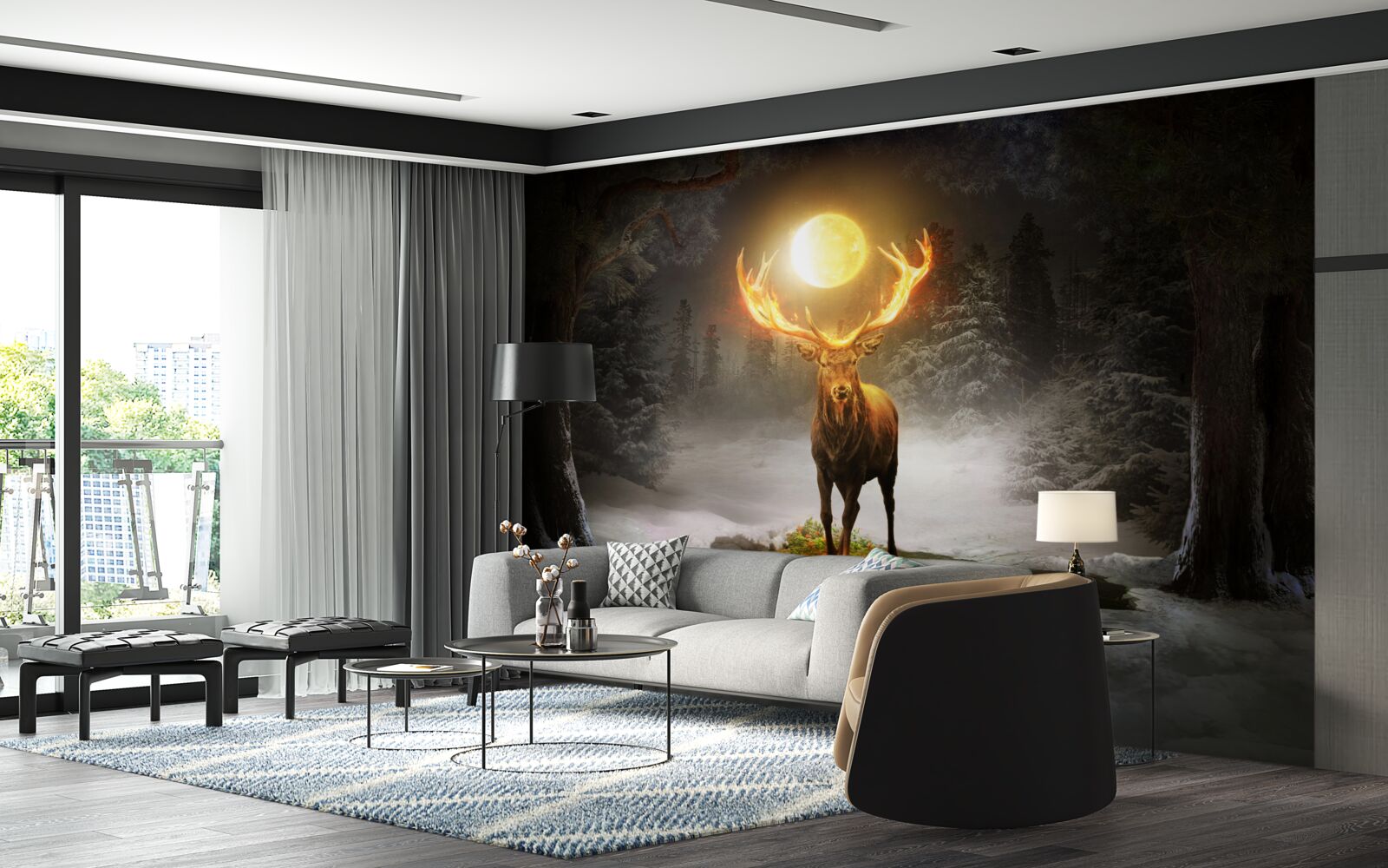 Fototapeta energiczny jeleń i złoty towarzysz lasu