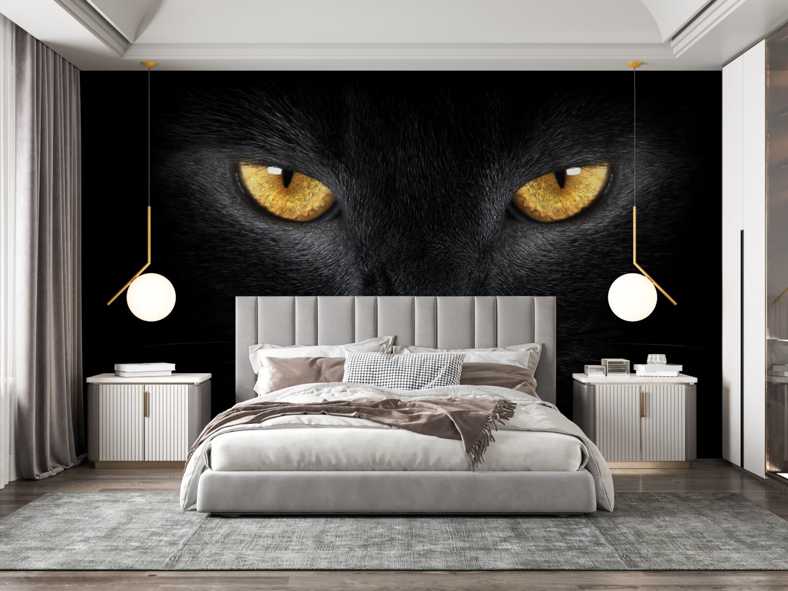 Fototapeta przenikliwe spojrzenie czarnego kota