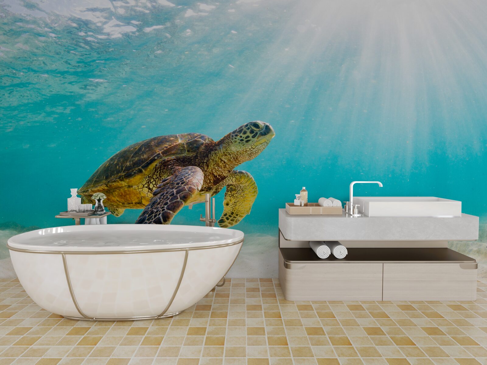 Fototapeta Żółte czaszki na piaszczystym dnie