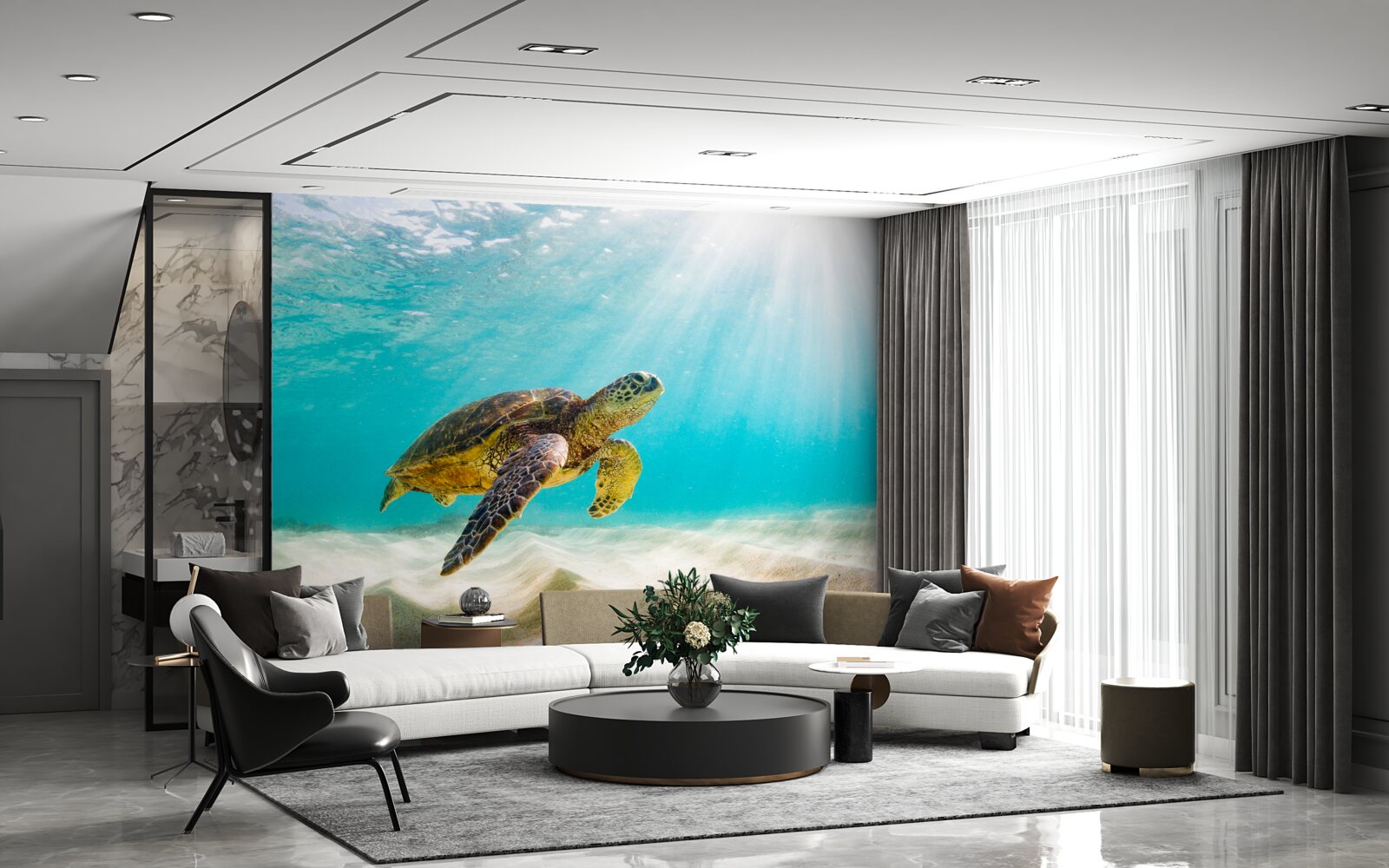 Fototapeta Żółte czaszki na piaszczystym dnie