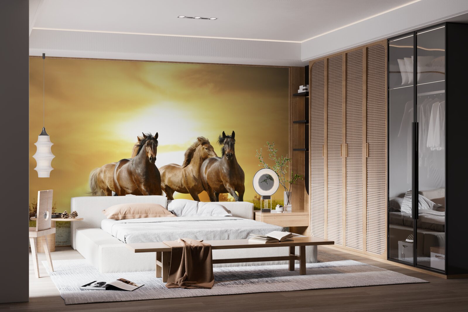 Fototapeta konie pędzą w stronę zachodzącego słońca