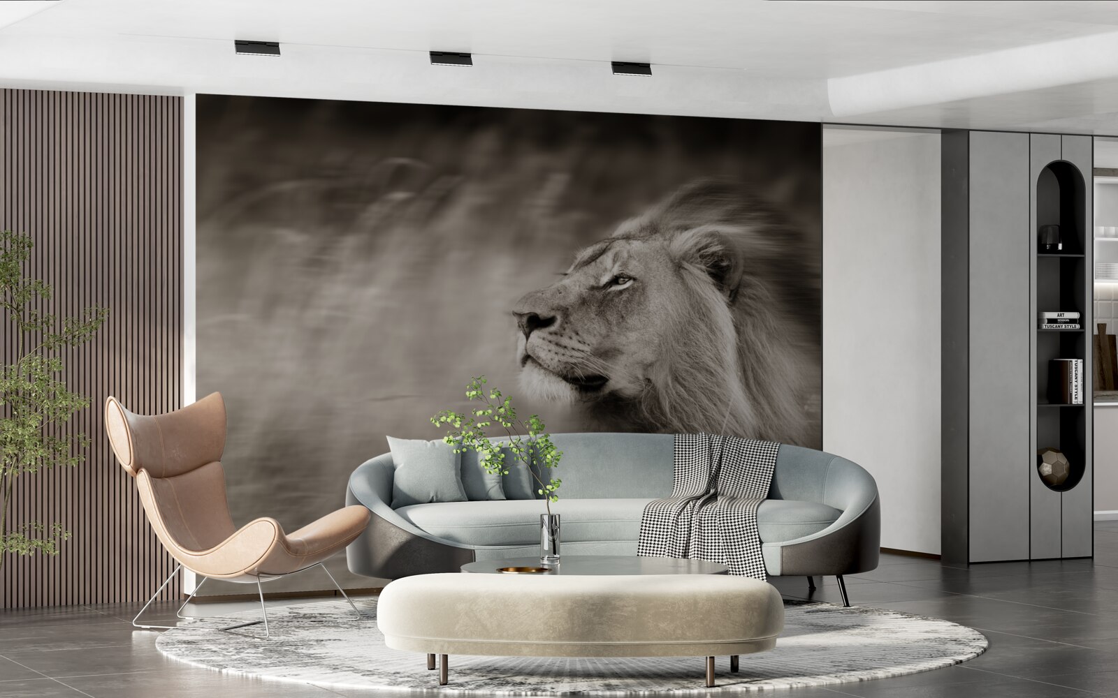 Fototapeta czarno-biały władca zwierząt na wietrze