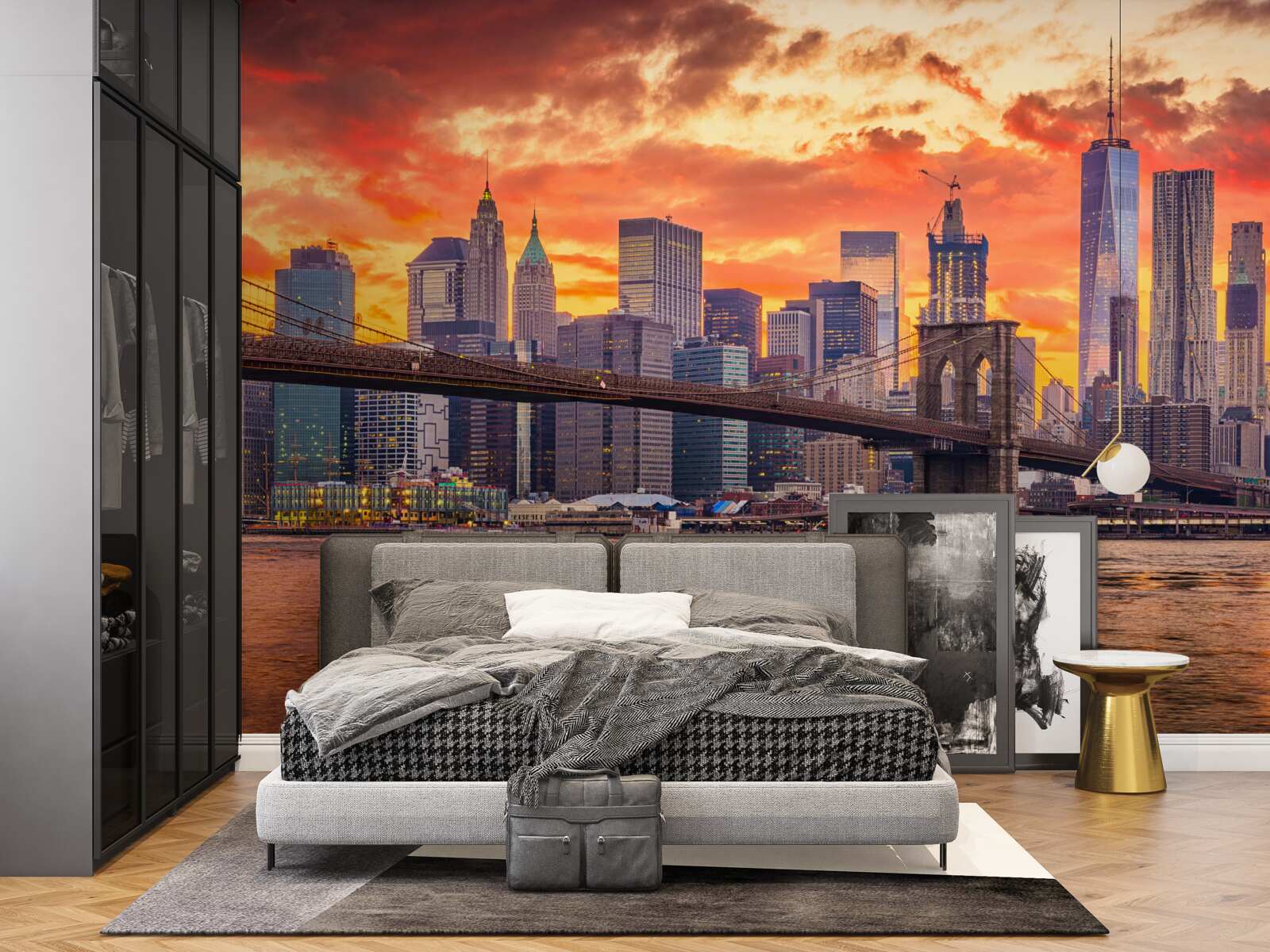 Fototapeta chmury nad nowym jorkiem podczas zachodu słońca