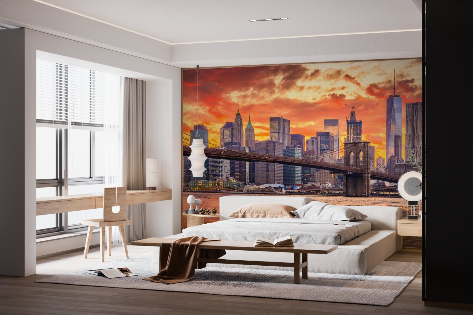 Fototapeta chmury nad nowym jorkiem podczas zachodu słońca