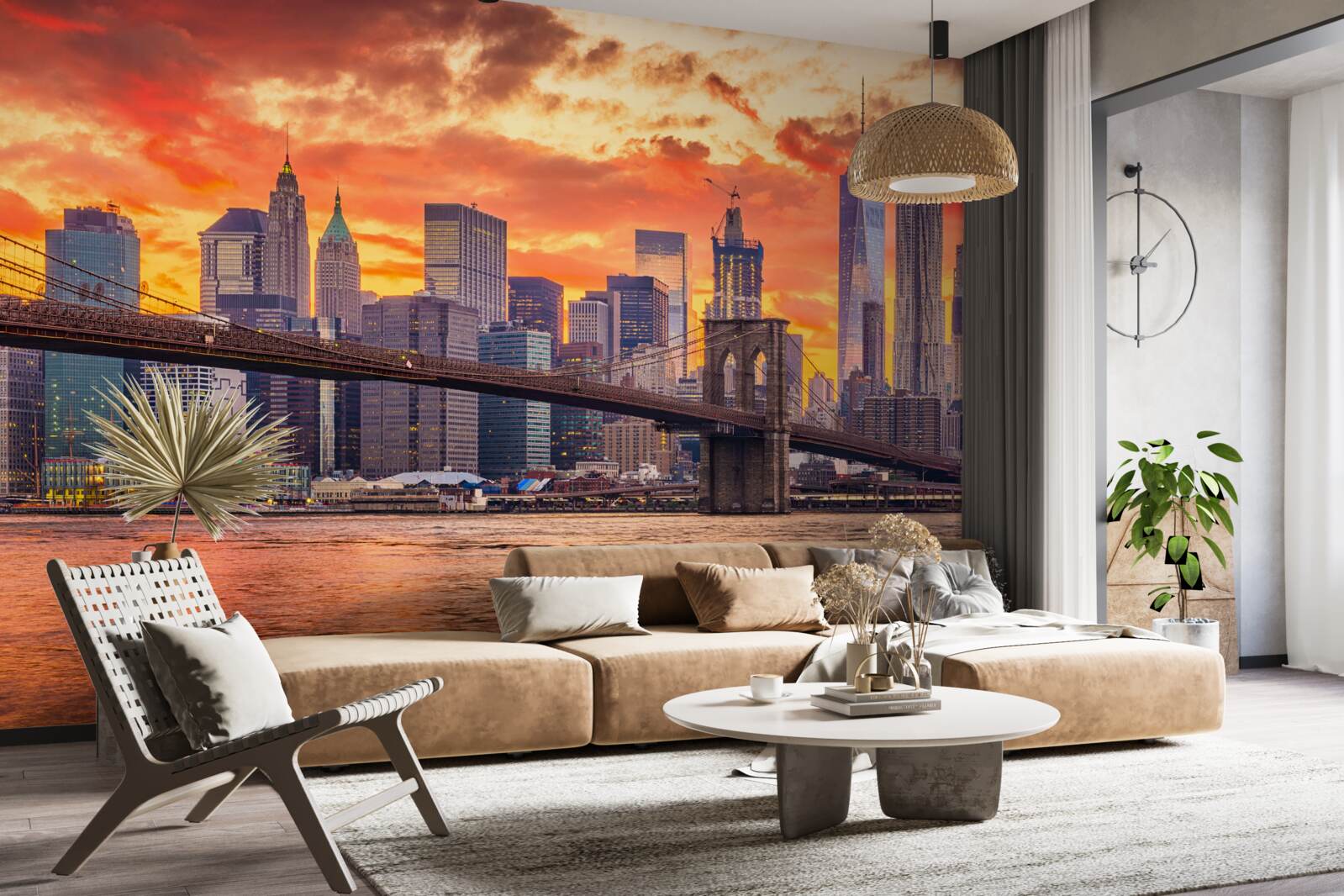 Fototapeta chmury nad nowym jorkiem podczas zachodu słońca