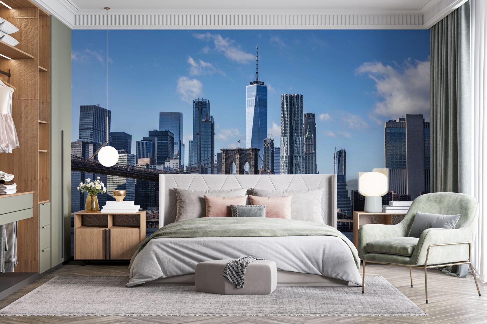 Fototapeta widok na miasto z mostu brooklińskiego