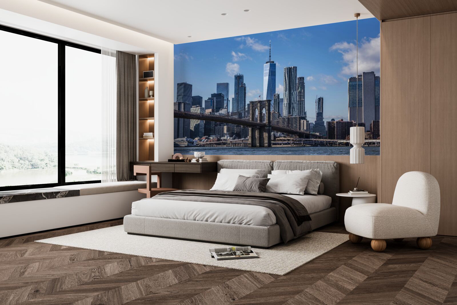 Fototapeta widok na miasto z mostu brooklińskiego