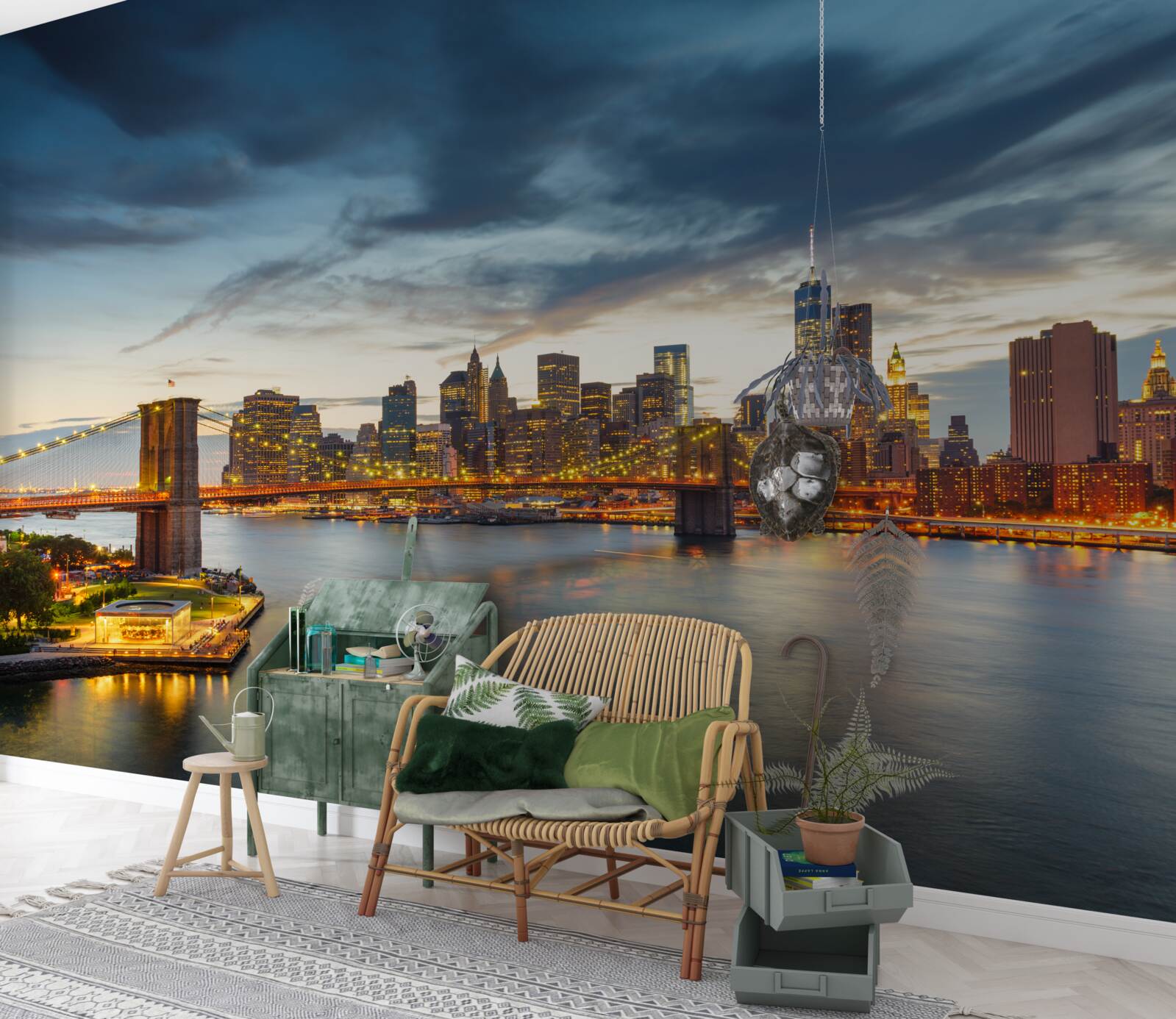 Fototapeta most w mieście z oświetleniem