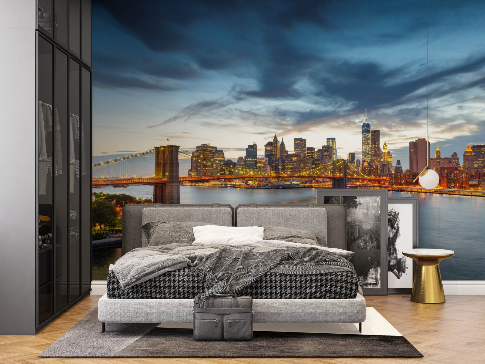 Fototapeta most w mieście z oświetleniem