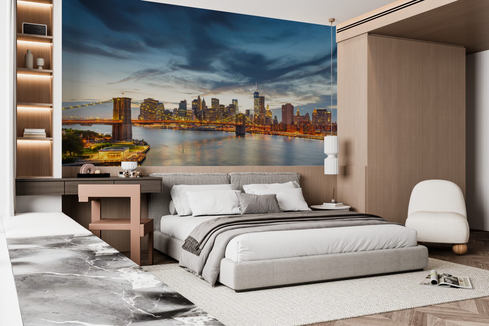 Fototapeta most w mieście z oświetleniem