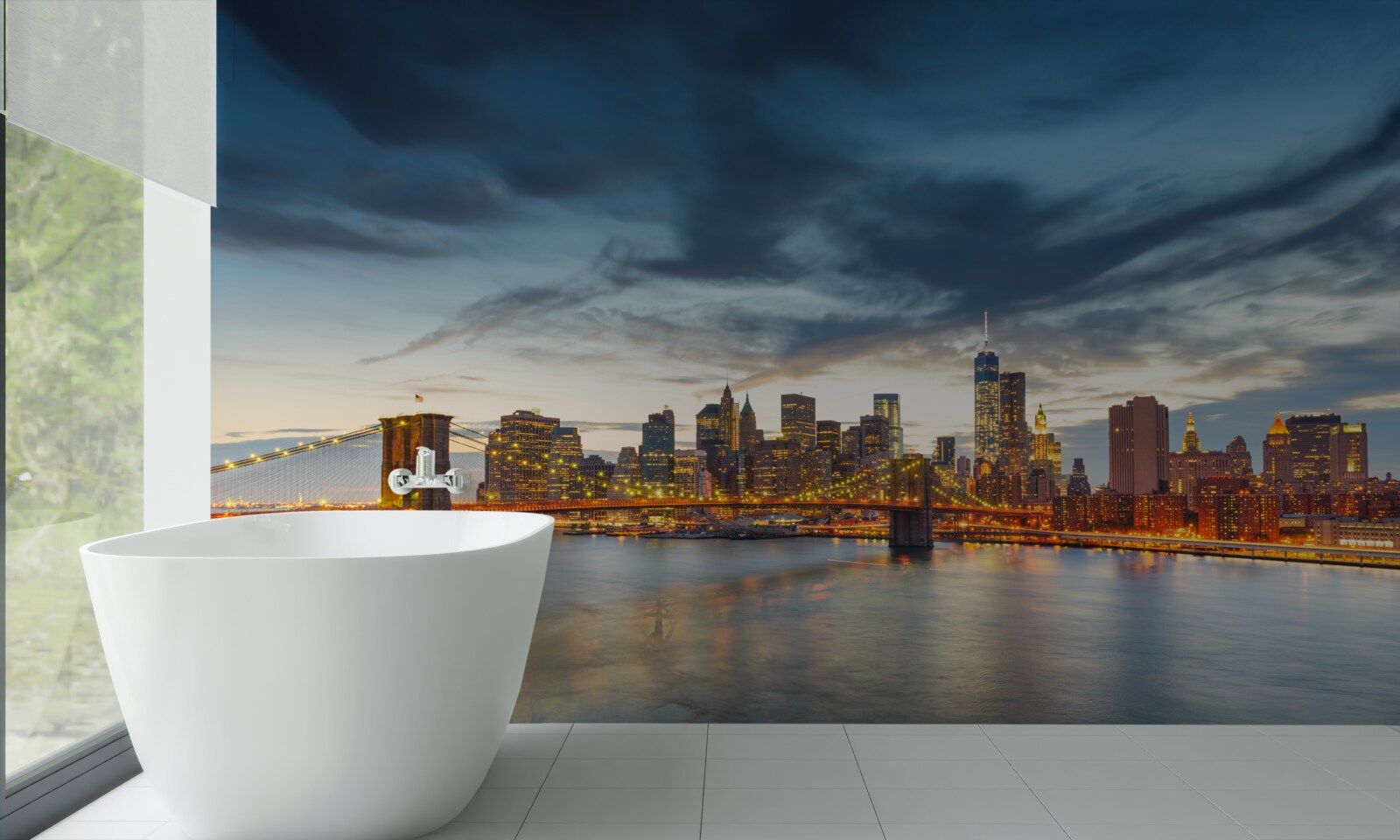 Fototapeta most w mieście z oświetleniem