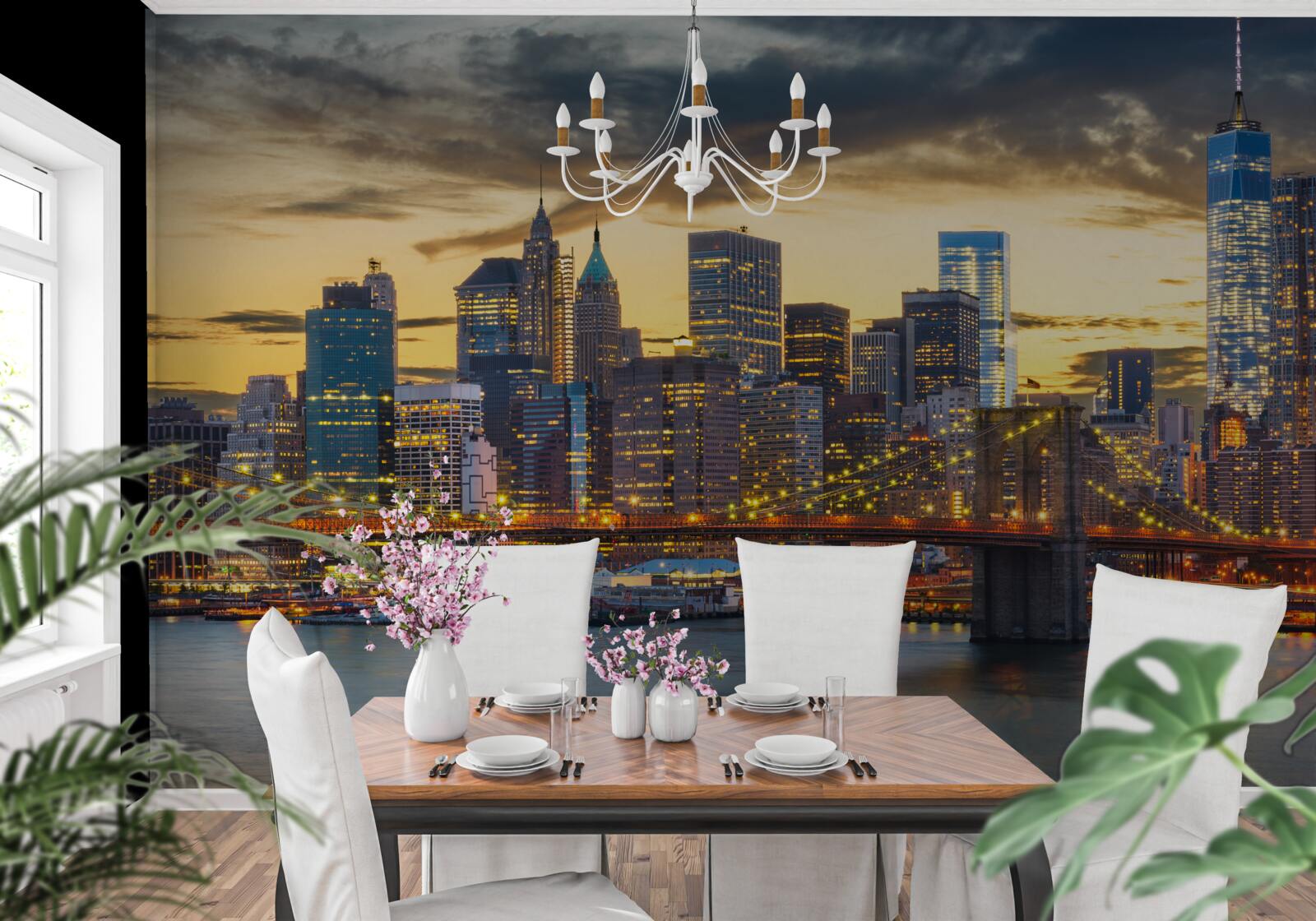 Fototapeta panoramę nowego jorku nocą