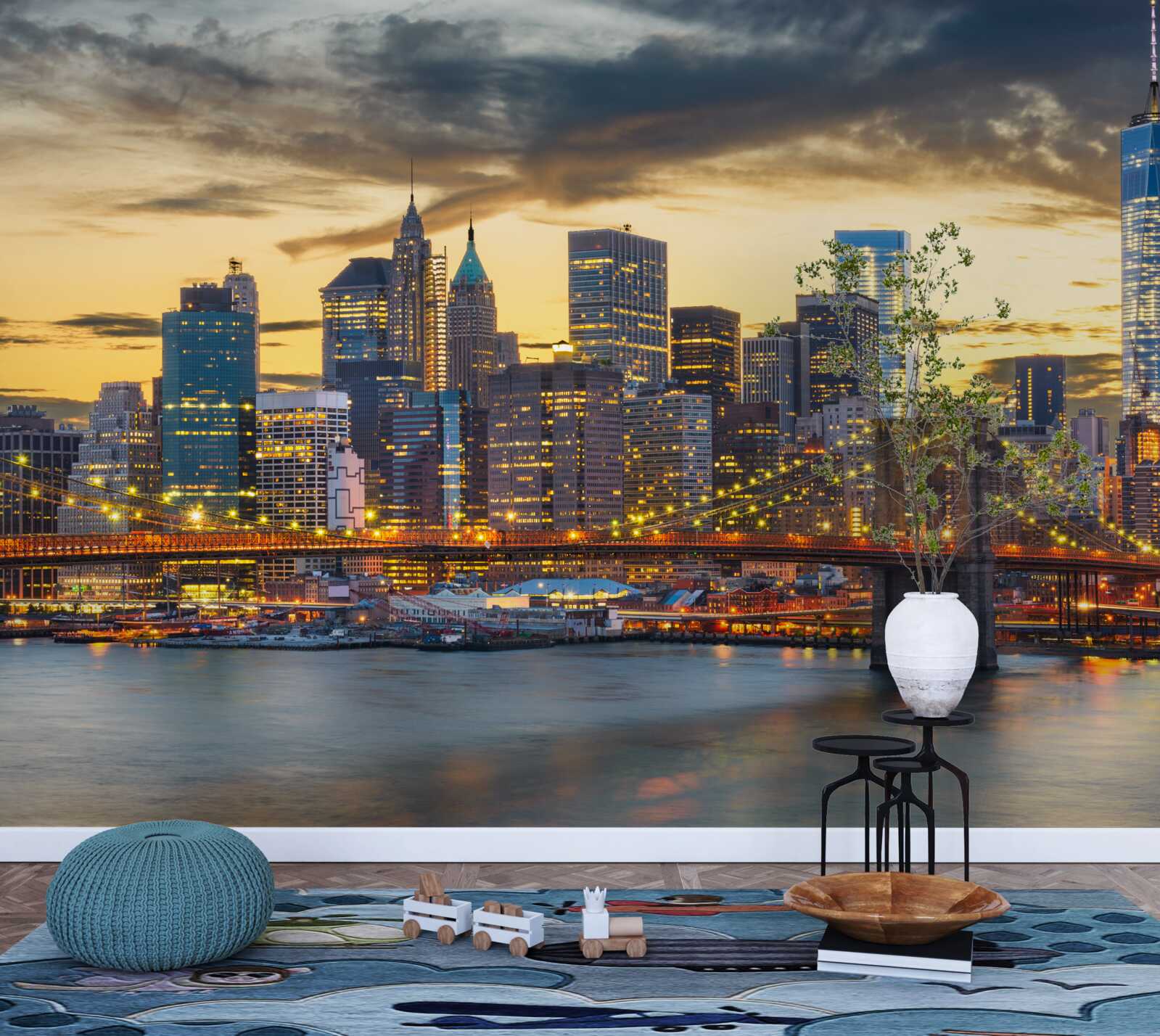 Fototapeta panoramę nowego jorku nocą