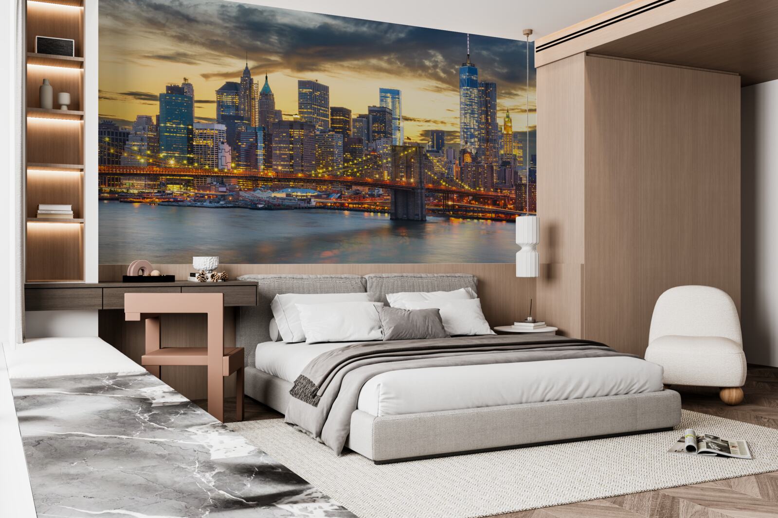 Fototapeta panoramę nowego jorku nocą