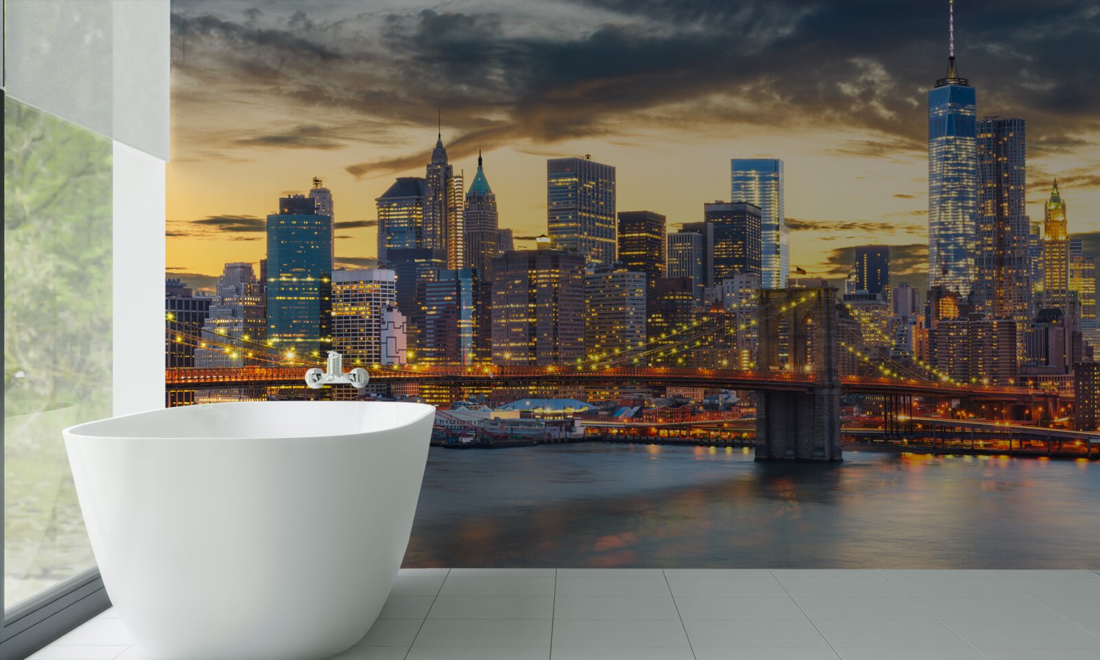 Fototapeta panoramę nowego jorku nocą