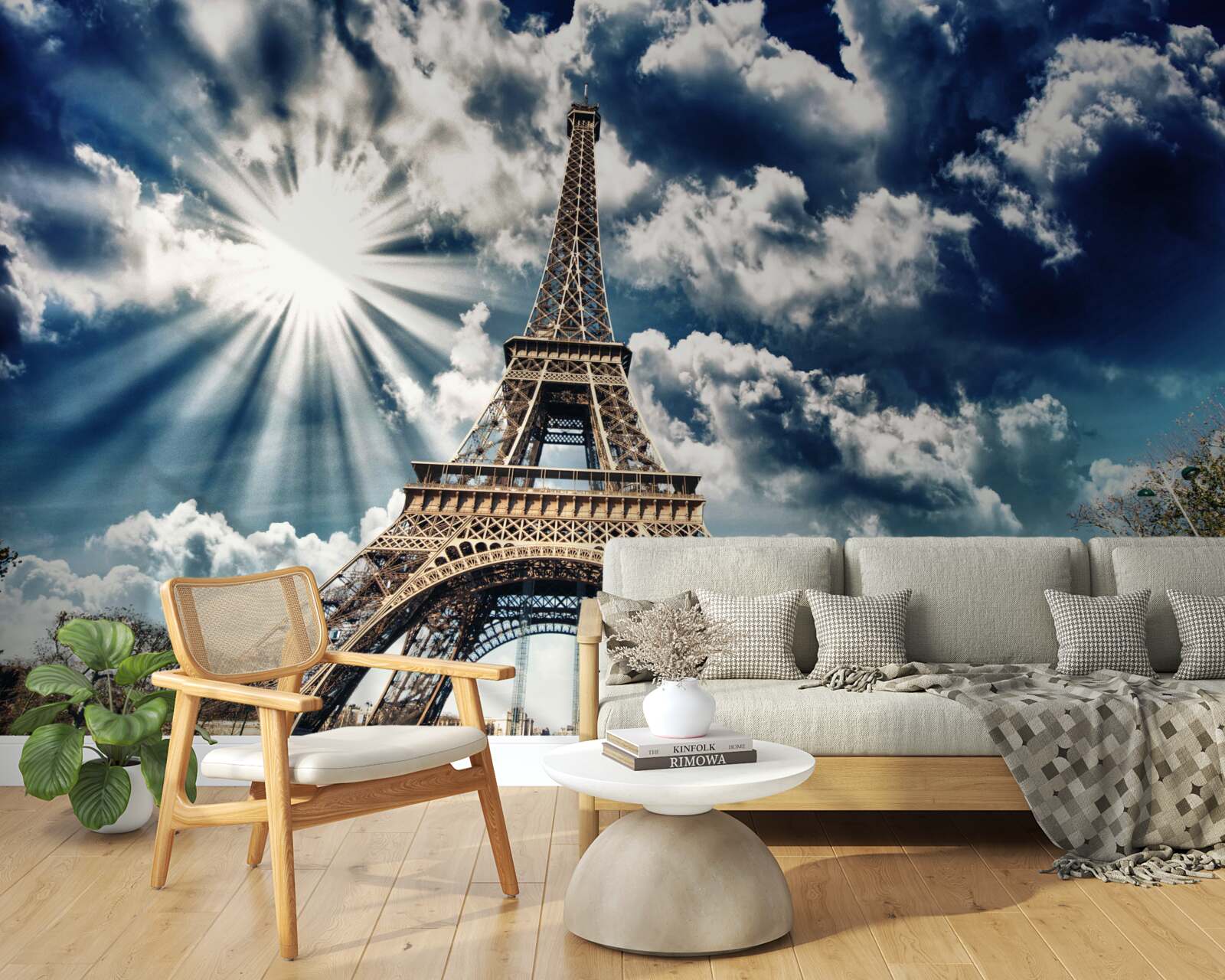 Fototapeta promienie słońca nad wieżą eiffla