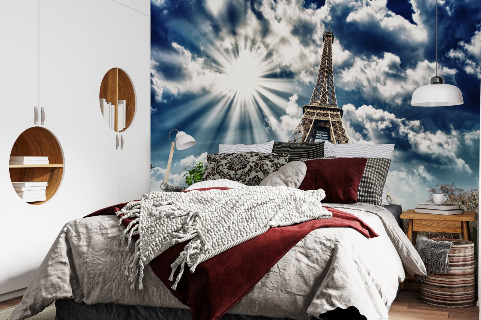 Fototapeta promienie słońca nad wieżą eiffla