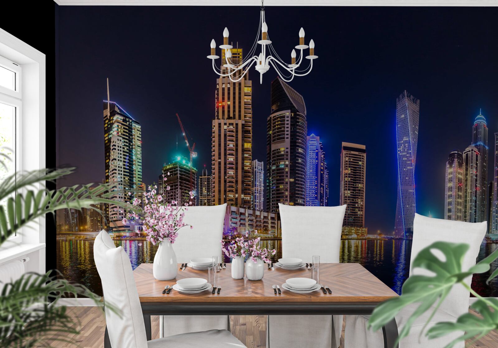 Fototapeta fascynująca nocna ulica w dubaju