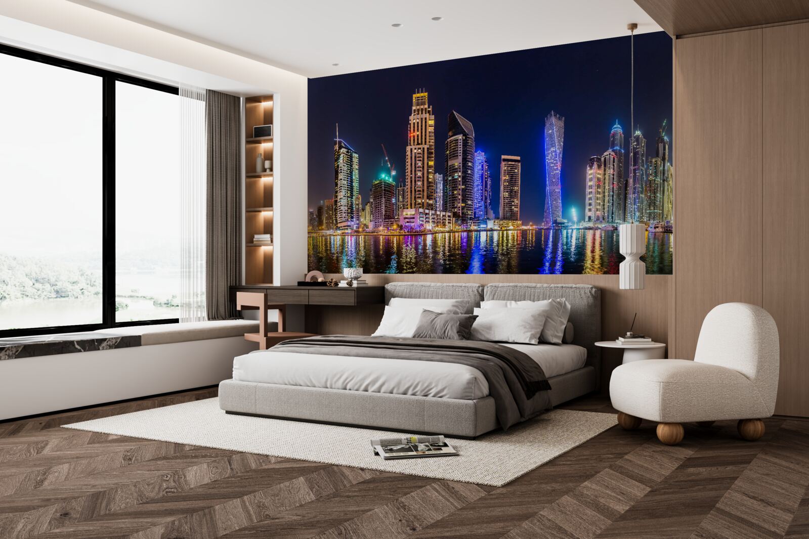 Fototapeta fascynująca nocna ulica w dubaju