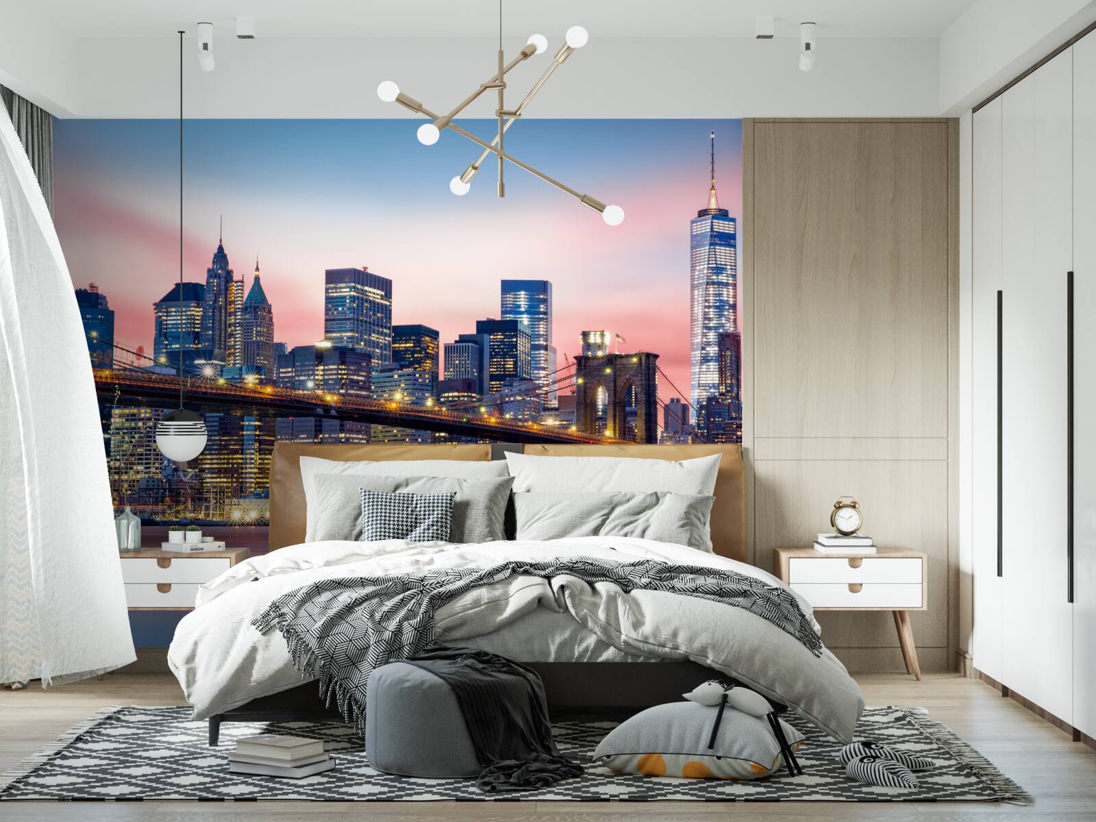 Fototapeta most brookliński nocą w nowym jorku