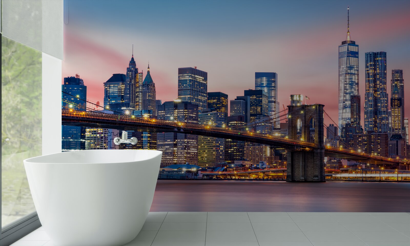 Fototapeta most brookliński nocą w nowym jorku