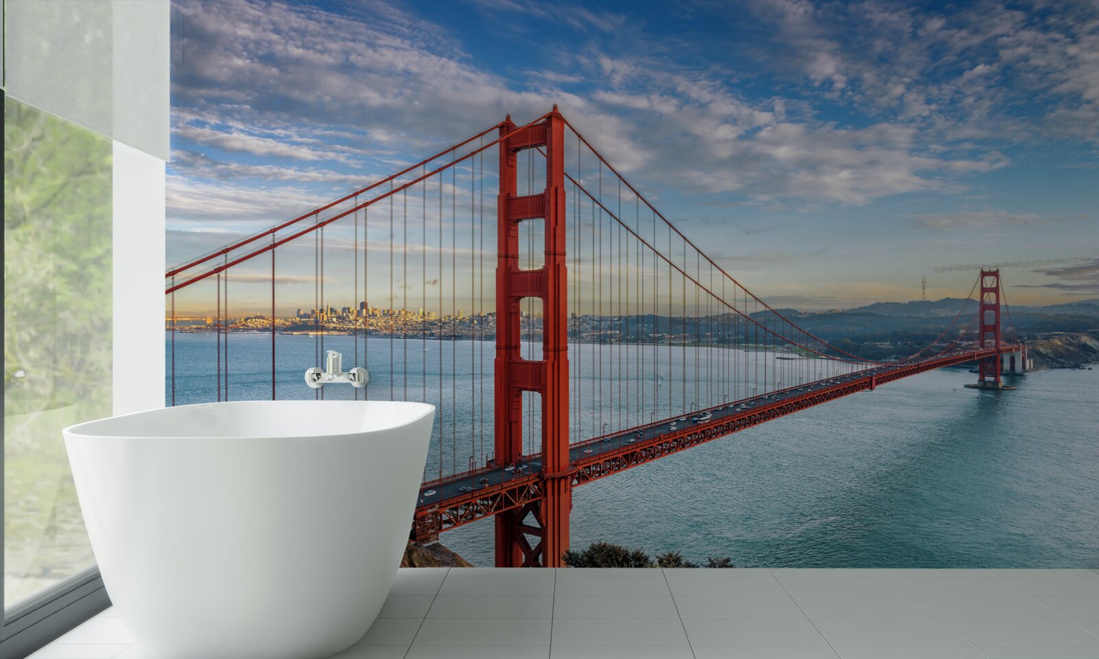 Fototapeta panorama złotej bramy z mostu