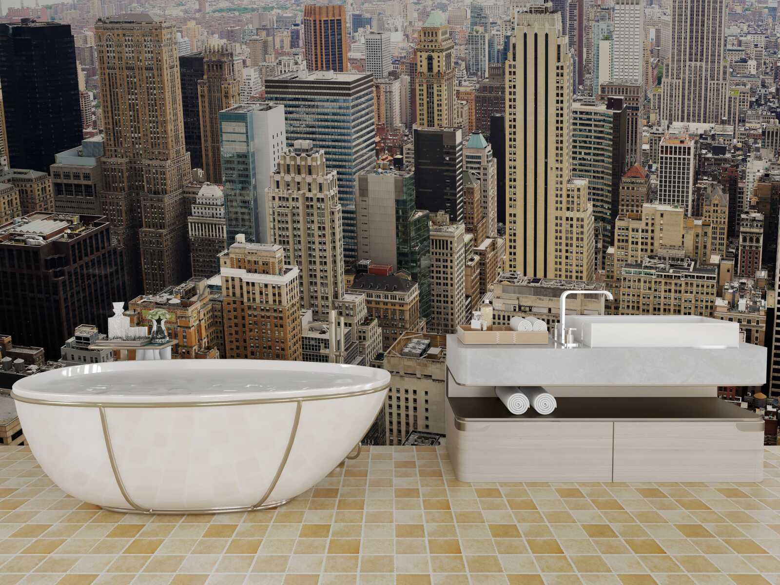 Fototapeta widok na architekturę metropolii z krawężnika