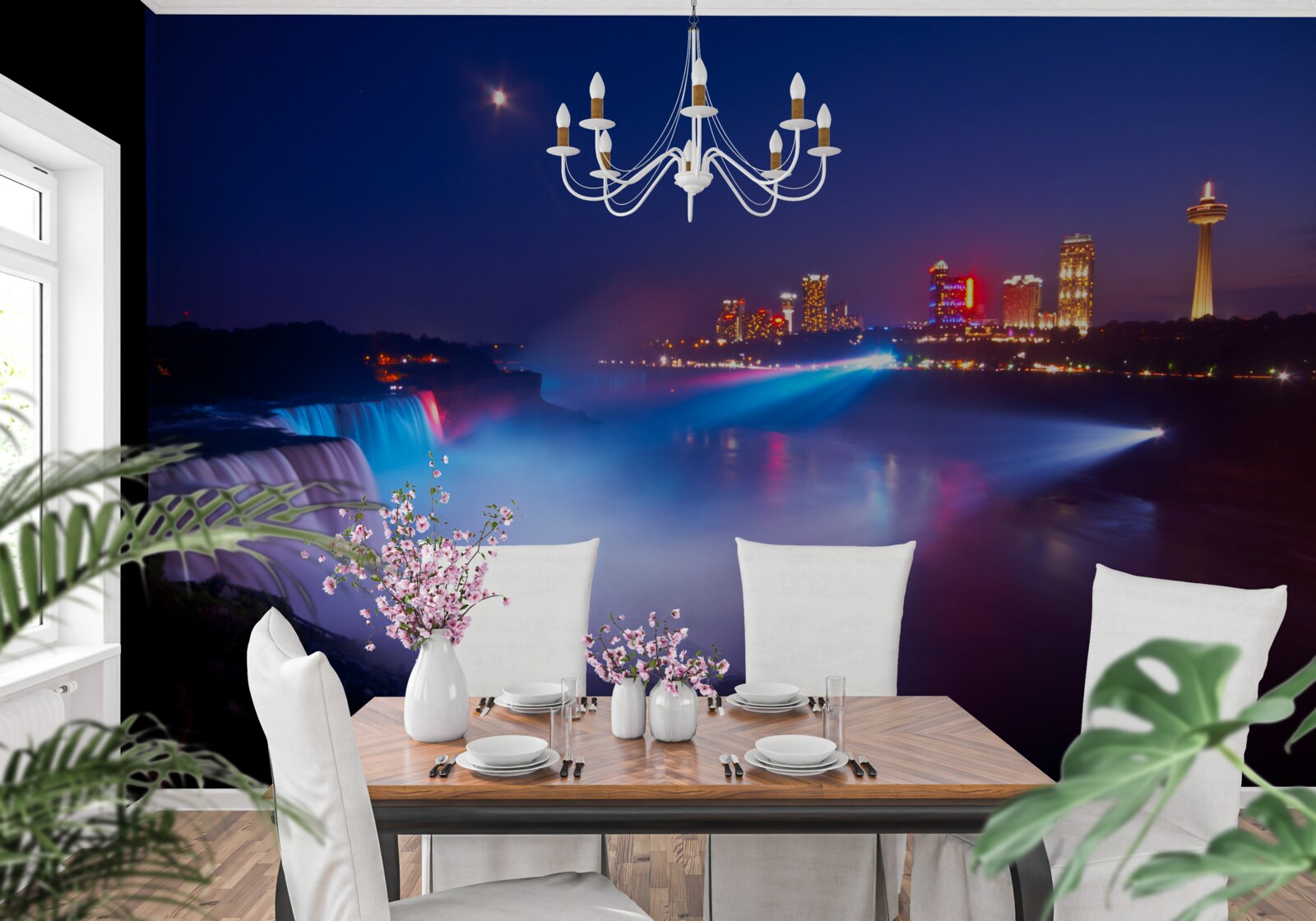 Fototapeta wodospad niagara oświetlony w nocy