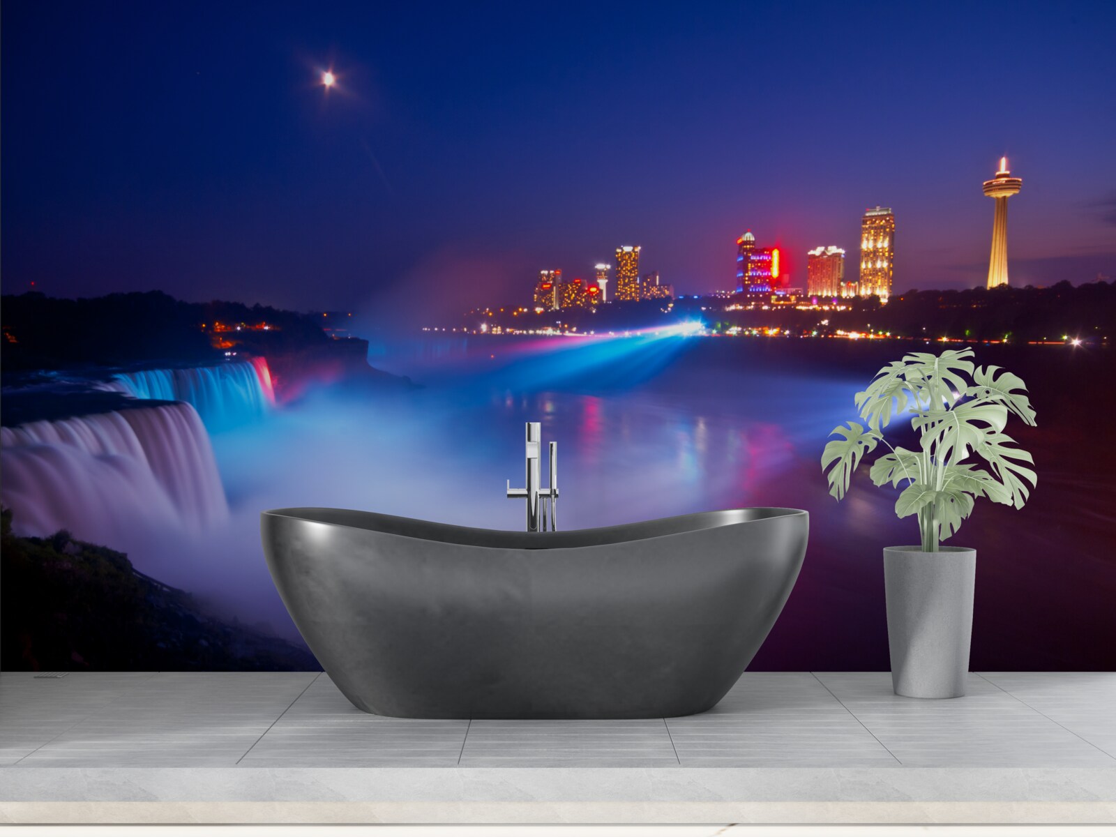 Fototapeta wodospad niagara oświetlony w nocy