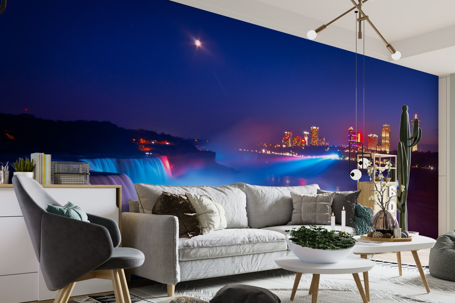 Fototapeta wodospad niagara oświetlony w nocy