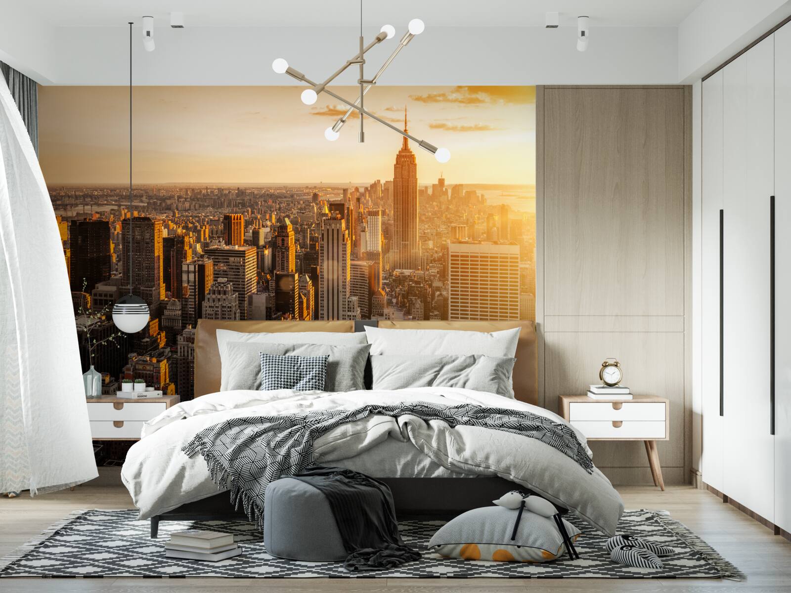 Fototapeta wieżowce nowego jorku w świetle zachodzącego słońca