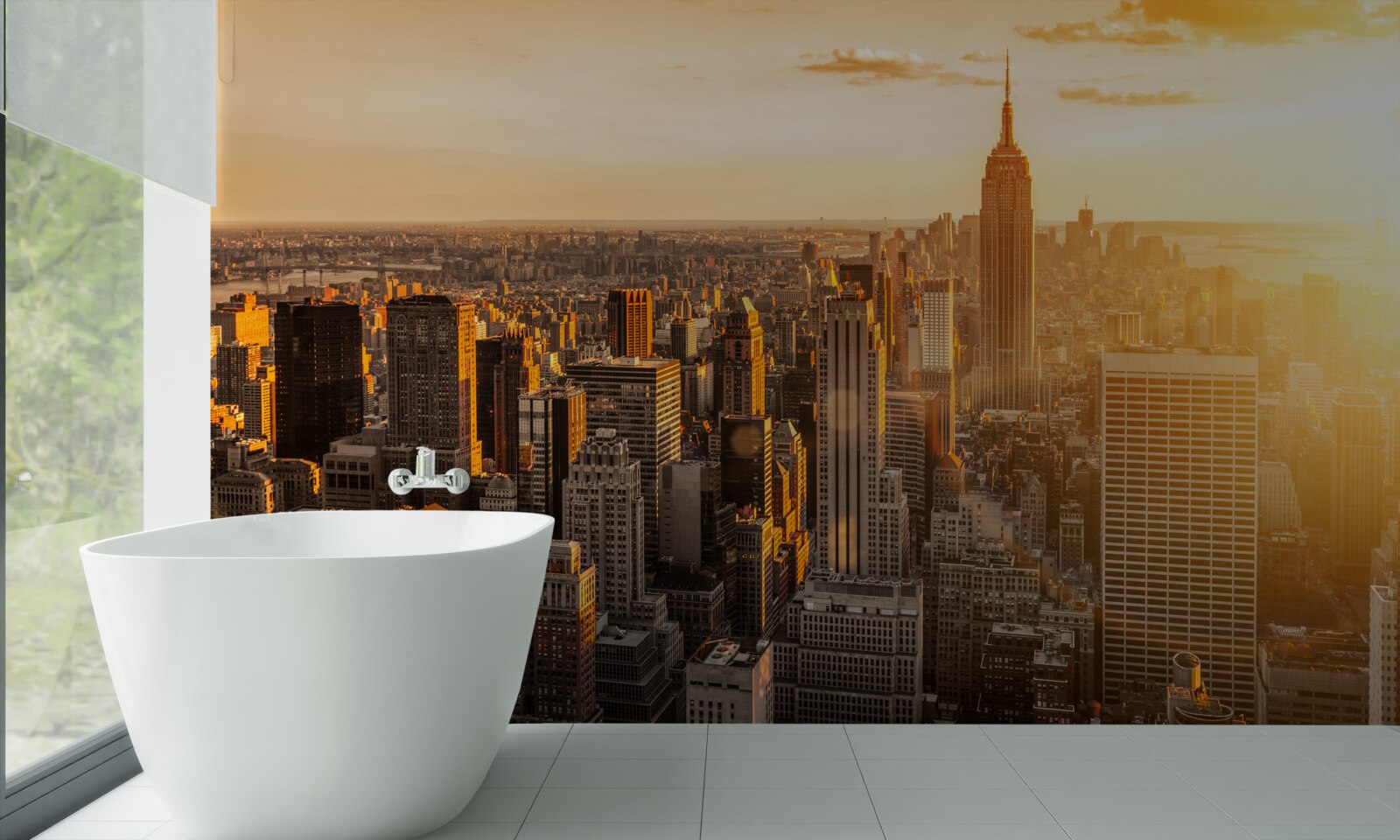 Fototapeta wieżowce nowego jorku w świetle zachodzącego słońca