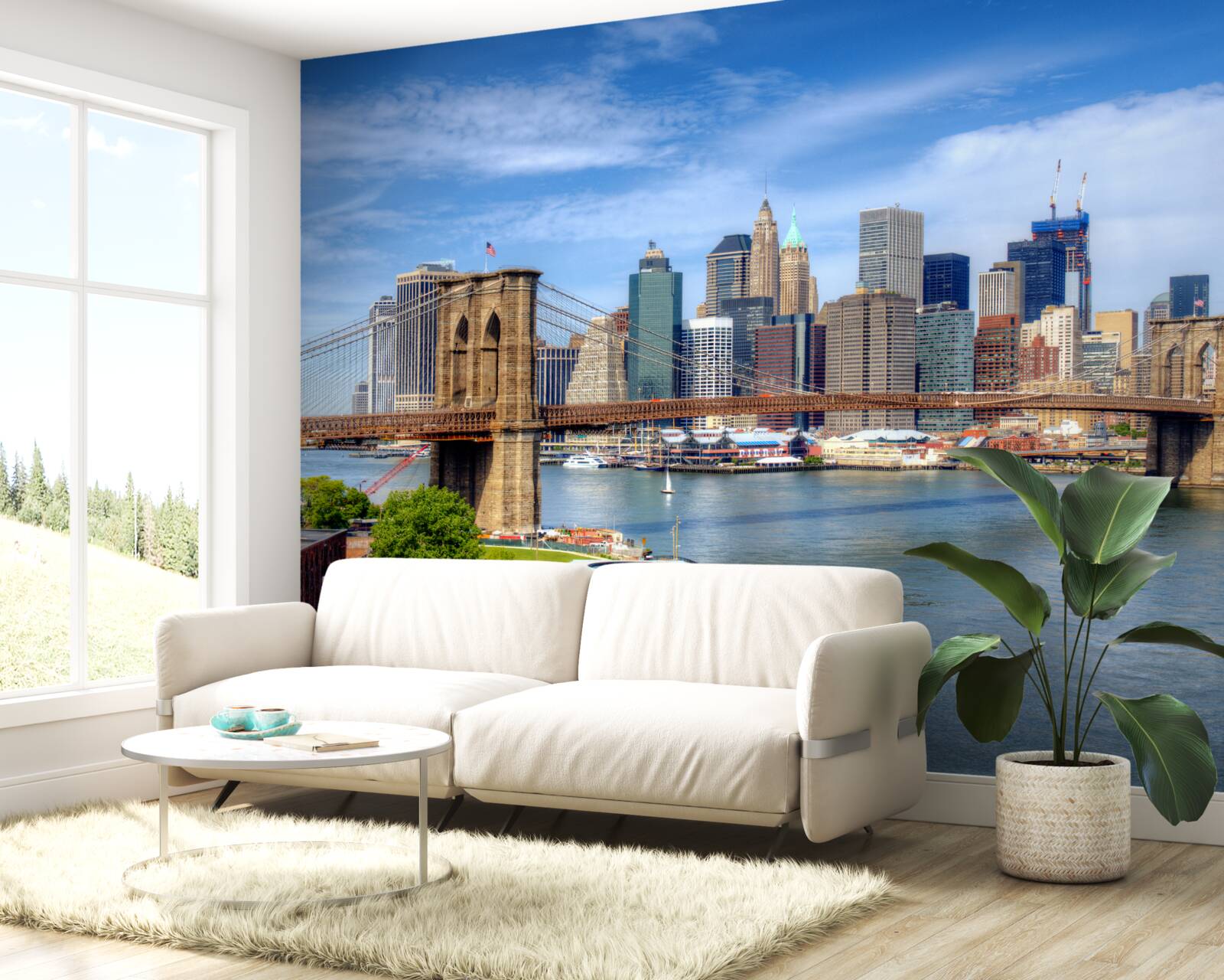 Fototapeta most brookliński, zbudowany z kamienia i drapacze chmur w mieście