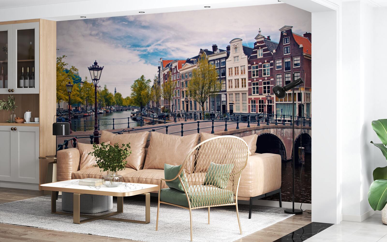 Fototapeta most nad kanałem w amsterdamie