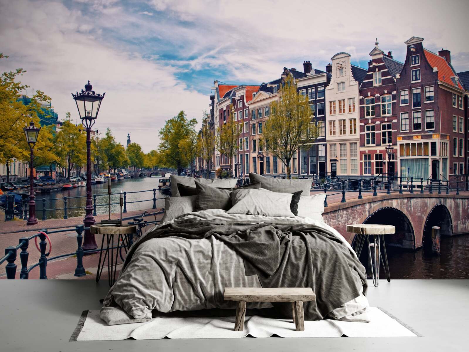 Fototapeta most nad kanałem w amsterdamie