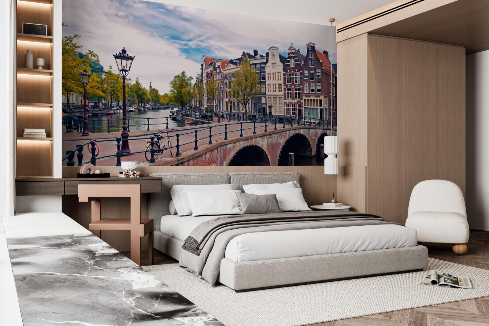 Fototapeta most nad kanałem w amsterdamie