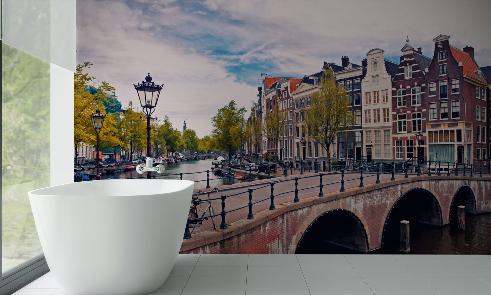 Fototapeta most nad kanałem w amsterdamie